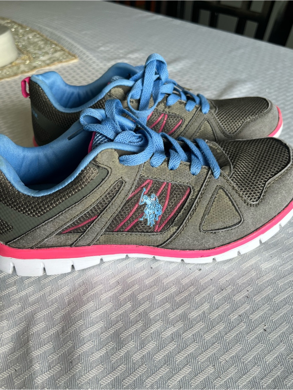 U.S. Polo Assn. Sneakers - Gray with Blue and Pink